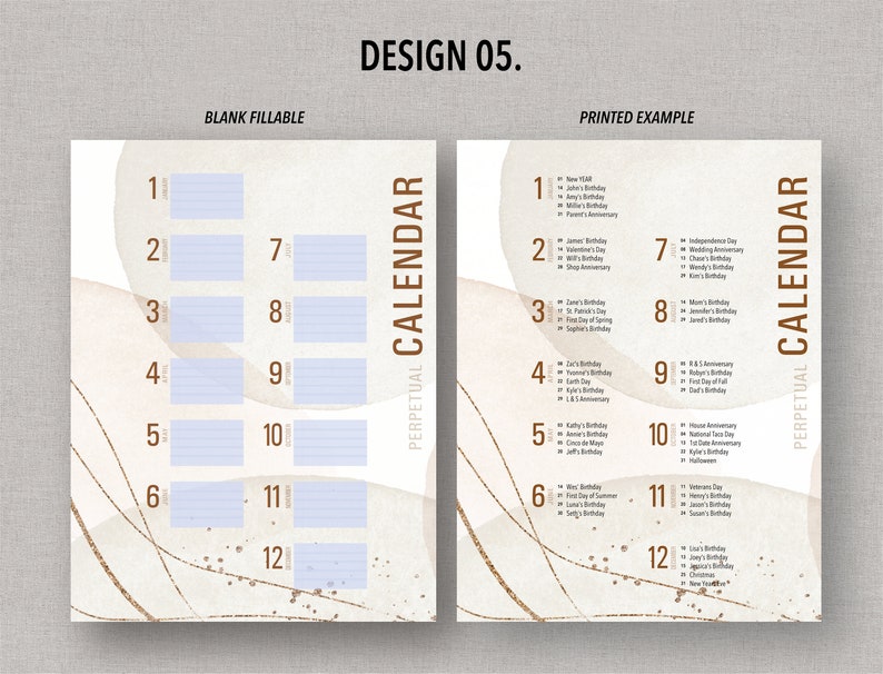 B6 FILLABLE PERPETUAL Calendar Bundle Fillable & Printable | Etsy