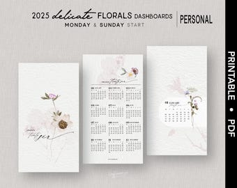 PERSONLIGT 2026 *DELIKA BLOMMOR* Dashboard-paket | Utskrivbar | Kalender | Söndag+Måndag Start
