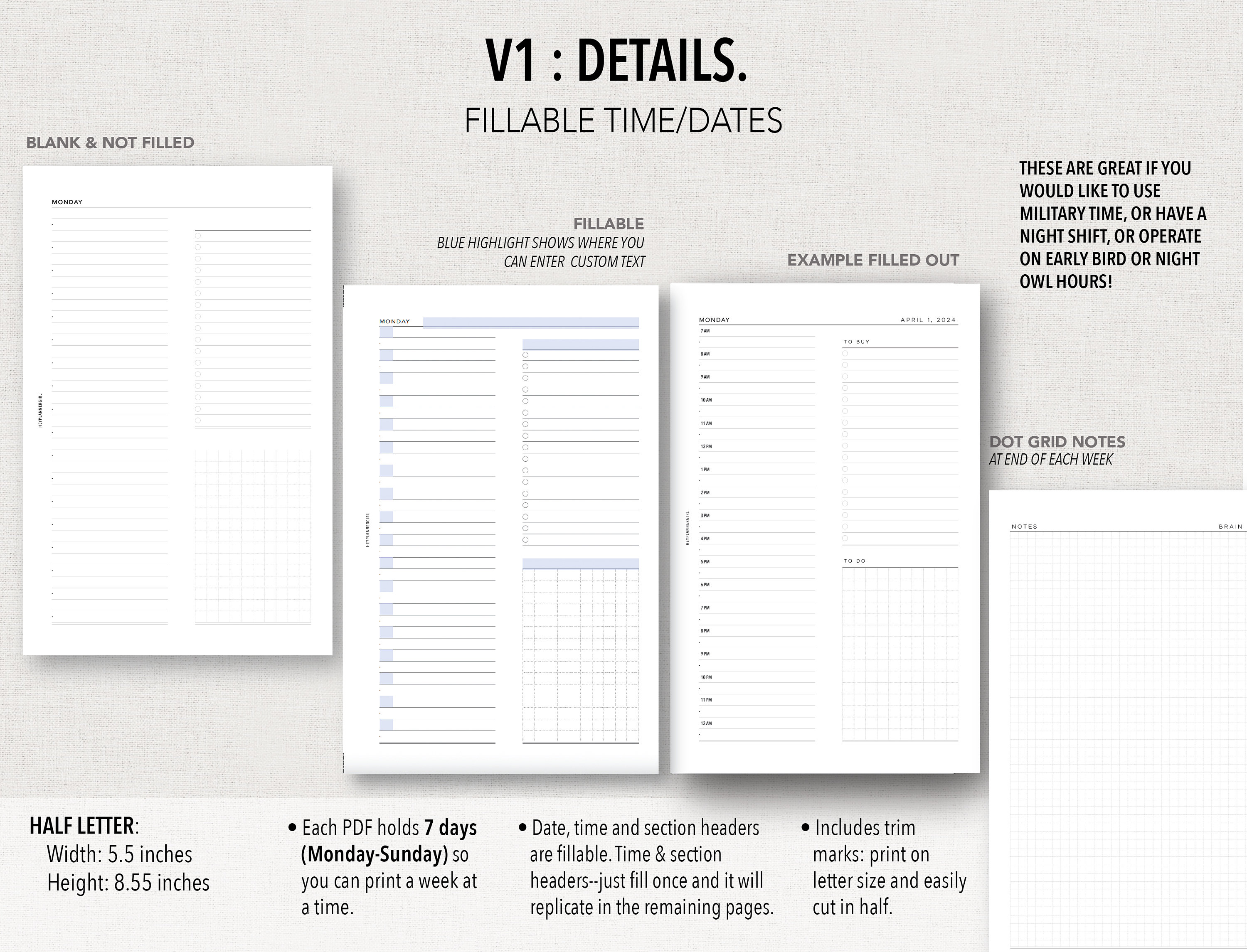 HALF_LETTER *FILLABLE* VERSATILE Do1p | DAY on 1 Page | 2 Versions ...