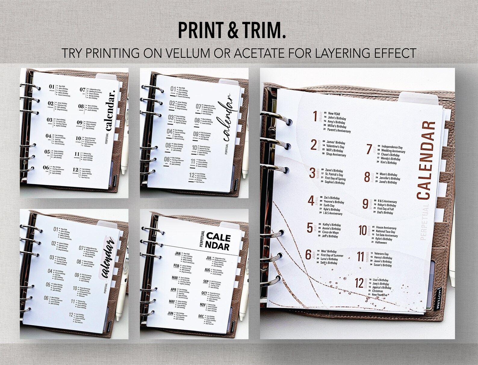 B6 FILLABLE PERPETUAL Calendar Bundle Fillable & Printable | Etsy
