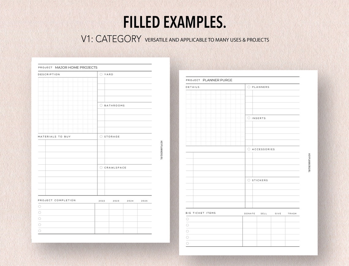 A6 FILLABLE PROJECTS Insert Fillable &amp; Printable 2 - Etsy