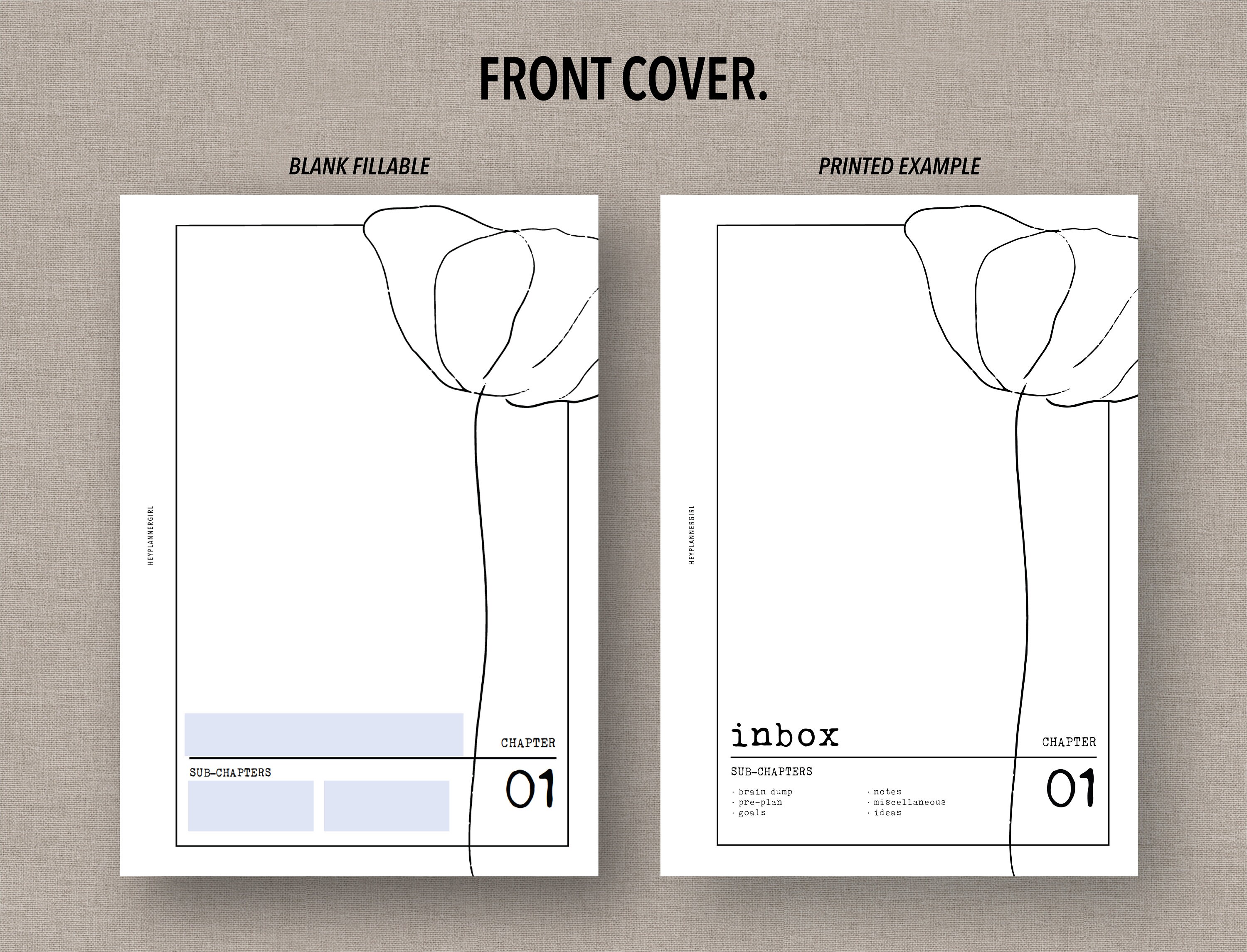 PERSONAL WIDE *FILLABLE* Rachel's Floral Chapter Covers | Fillable ...