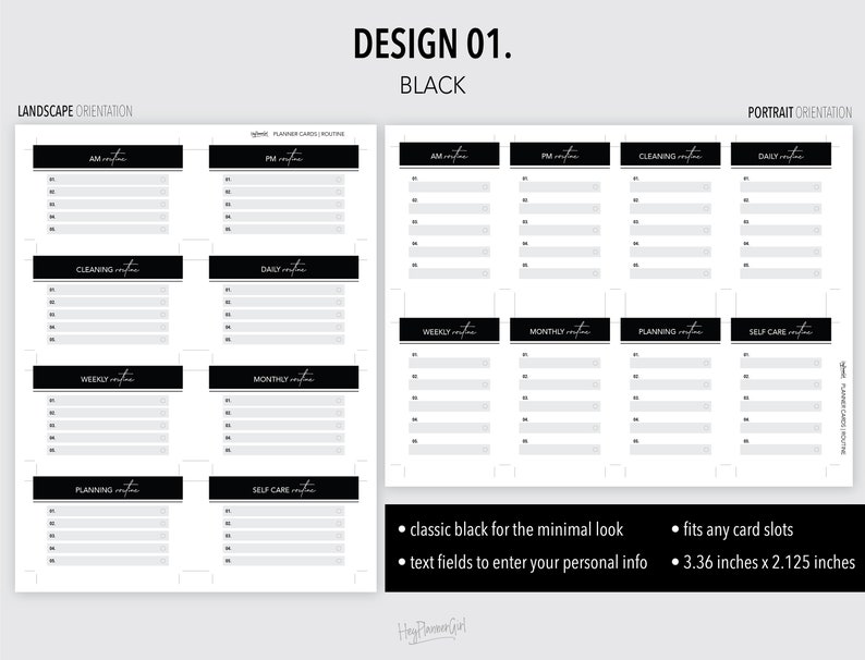 ROUTINE *FILLABLE* Planner Cards Bundle | Routine Cards | Task Cards | Fillable & Printable | 5 Designs | Fits All Card Slots image 3