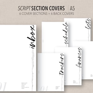 A5 *FILLABLE* {script} Section Covers | Fillable & Printable | 6 Cover ...