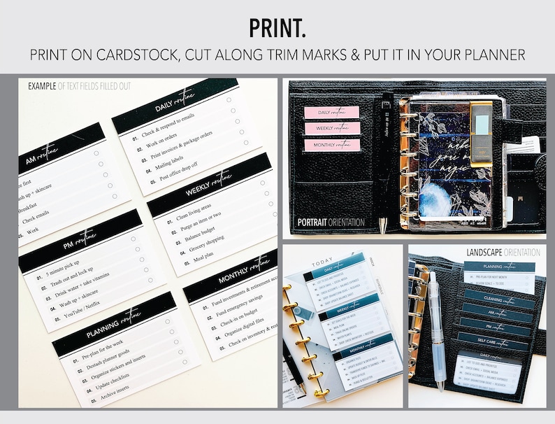 ROUTINE *FILLABLE* Planner Cards Bundle | Routine Cards | Task Cards | Fillable & Printable | 5 Designs | Fits All Card Slots image 8