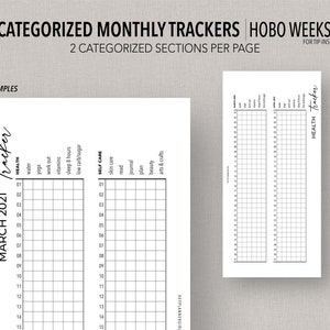 HOBONICHI_WEEKS voor fooien *VULBAAR* GECATEGORISEERDE maandelijkse trackers | Invulbaar en afdrukbaar | 2 gecategoriseerde secties per pagina