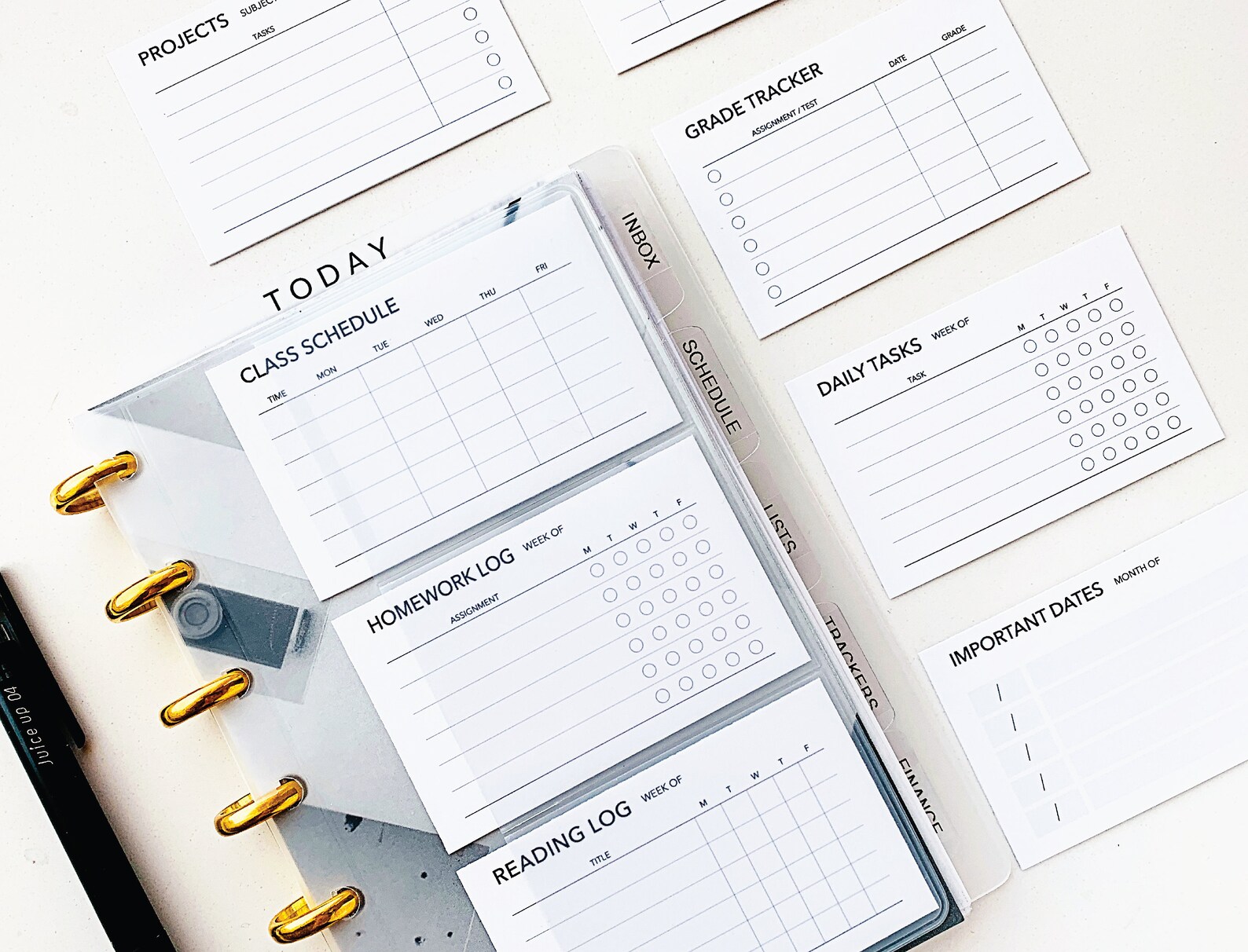 SCHOOL MINIMAL PRINTABLE Planner Cards Bundle Virtual - Etsy