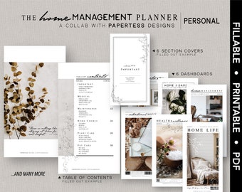 PERSONAL *fillable* The HOME MANAGEMENT Planner Bundle |  A Collaboration with PapterTessDesigns | Fillable Printable