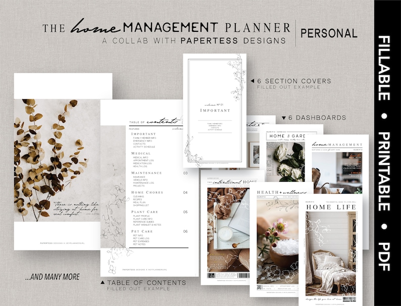 PERSONAL *fillable* the HOME MANAGEMENT Planner Bundle | A ...