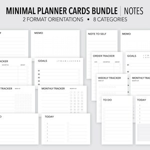 OPMERKINGEN MINIMAAL * AFDRUKBAAR * Planner Cards Bundle | | voor het maken van notities Portemonnee Kaarten |  Afdrukbare | Functionele | Past op alle kaartsleuven