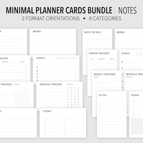 NOTES MINIMAL PRINTABLE Planner Cards Bundle Note Taking - Etsy