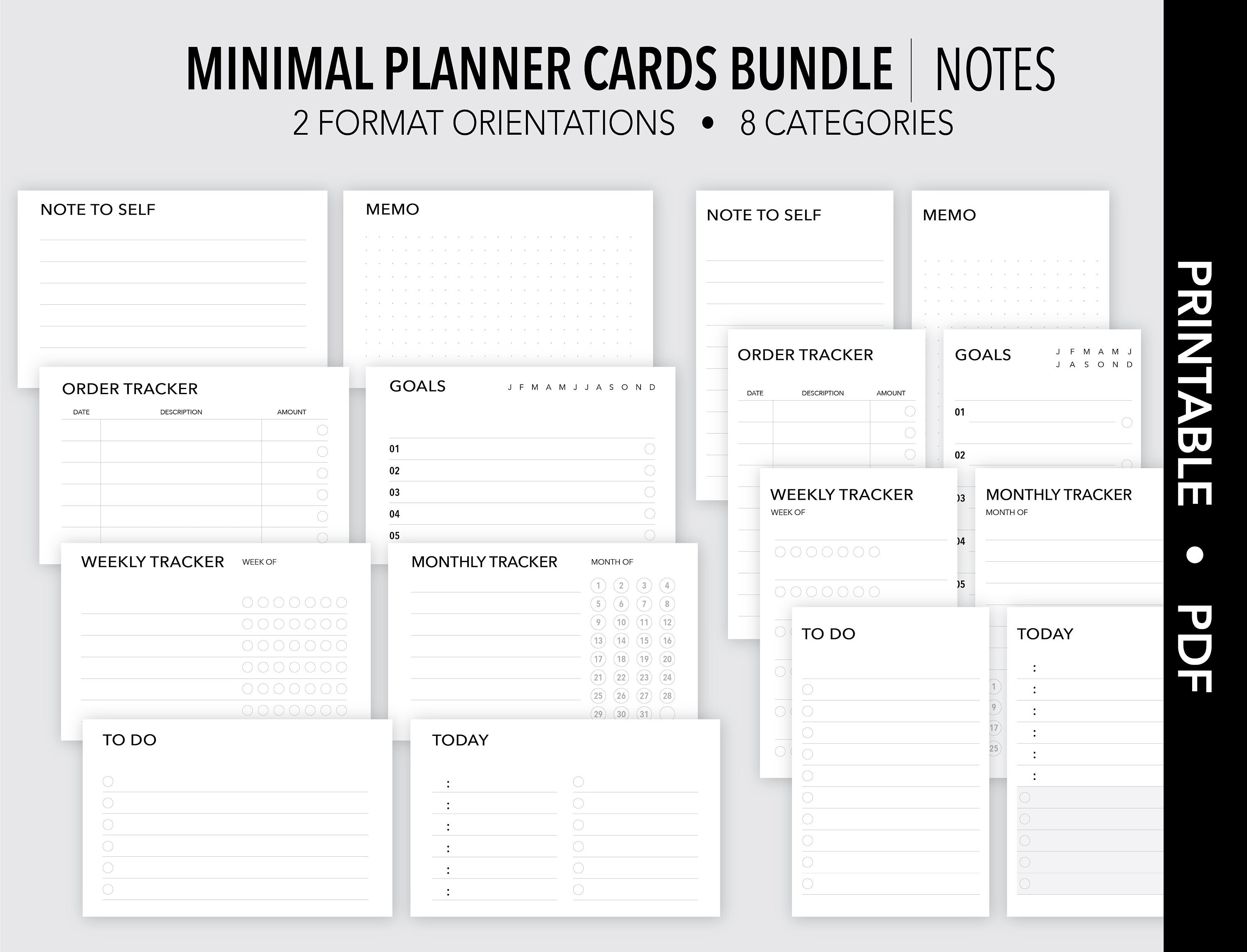 NOTES MINIMAL *PRINTABLE* Planner Cards Bundle  | Note Taking | Walle…