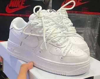 Air Force 1 ROPE LACES Custom - Lacets épais Air Force 1, Lacets de corde pour Air Force 1, Cream, Black, Colored Rope Laces *Only Laces*