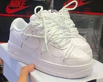 Air Force 1 TOUWVETERS Aangepast - dikke veters Air Force 1, touwveters voor Air Force 1, crème, zwart, gekleurde touwveters *Alleen veters*