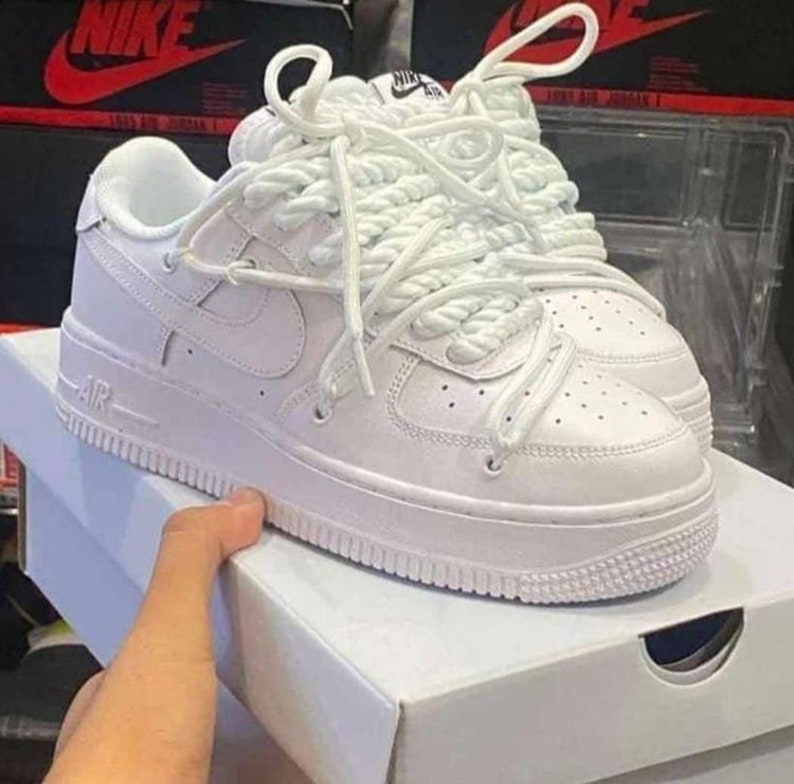 Air Force 1 TOUWVETERS Aangepast dikke veters Air Force 1, touwveters voor Air Force 1, crème, zwart, gekleurde touwveters Alleen veters afbeelding 6