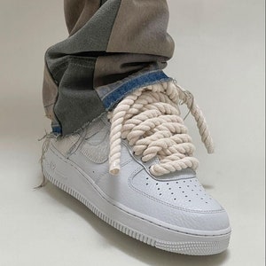 Air Force 1 TOUWVETERS Aangepast dikke veters Air Force 1, touwveters voor Air Force 1, crème, zwart, gekleurde touwveters Alleen veters afbeelding 1