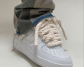 Air Force 1 TOUWVETERS Aangepast - dikke veters Air Force 1, touwveters voor Air Force 1, crème, zwart, gekleurde touwveters *Alleen veters*