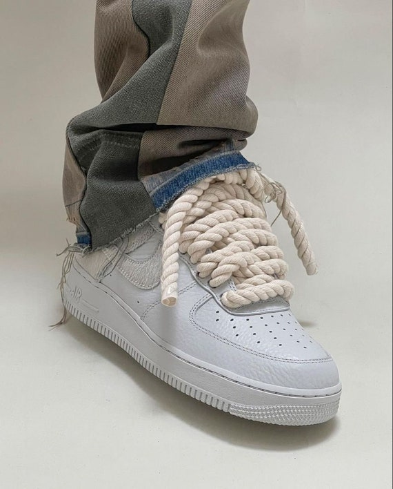 Custom Beige Rope Laces for Air Force 1 Low, Nike, Women