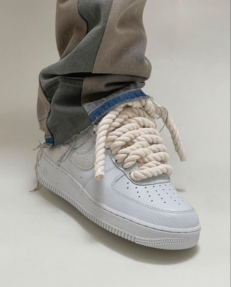 Air Force 1 TOUWVETERS Aangepast dikke veters Air Force 1, touwveters voor Air Force 1, crème, zwart, gekleurde touwveters Alleen veters afbeelding 1