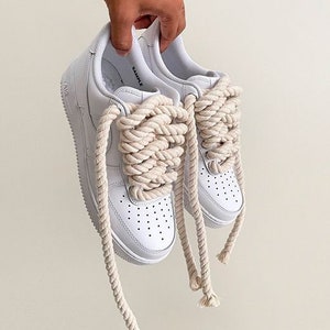 Air Force 1 ROPE LACES Custom Lacets épais Air Force 1, Lacets de corde pour Air Force 1, Cream, Black, Colored Rope Laces Only Laces image 2