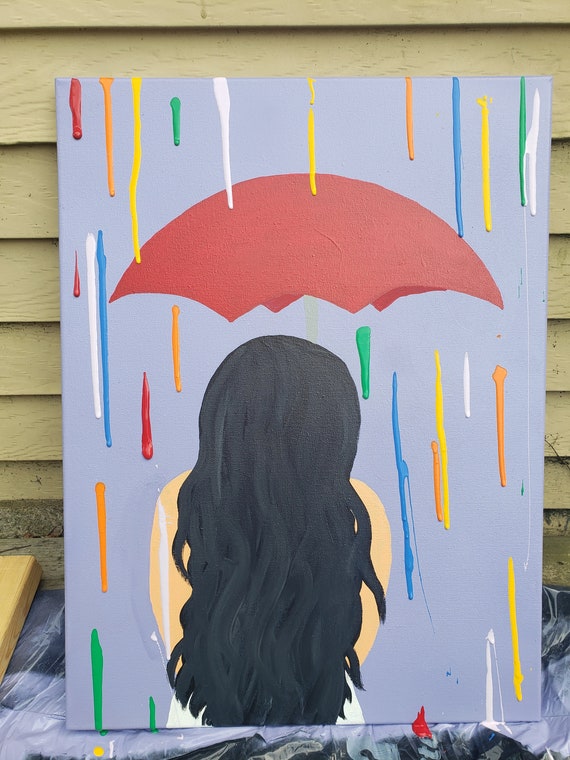 Rainbow Rain Original Painting Etsy Rainbow Rain Original Painting Etsy