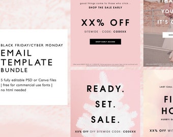 Black Friday Cyber Monday Sale Email Marketing Template, Blush