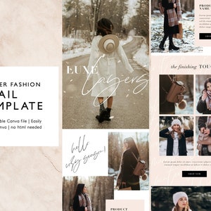 Winter Fashion Email Marketing Template, Modern Chic Canva Email Template, Neutral Beige Email, Minimalist Holiday Email Newsletter image 1