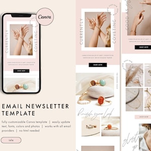 Minimalist Jewelry Email Template, Blush Boho Email Marketing Template, Canva Email Template, Jewelry Boutique Email Newsletter