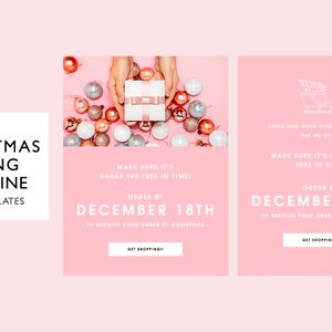 Holiday Christmas Sale Email Marketing Template Bundle, Blush Pink Email Newsletter, Fully Editable PSD or Canva Template, Instant Download image 6