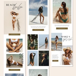 Mall för e-postmarknadsföring med strandboho, e-postmall för Canva, modern minimalistisk e-postmall, e-postnyhetsbrev med neutralt mode bild 2