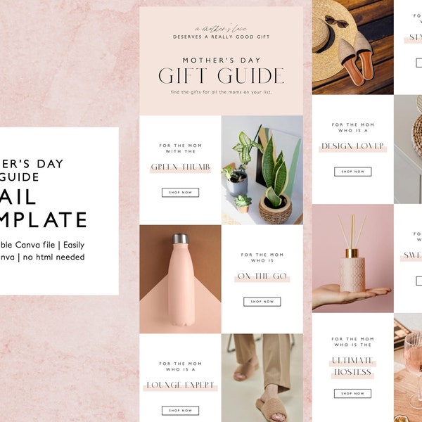 Mother’s Day Gift Guide Email, Classic Email Marketing Template, Canva Email Template, Neutral Boutique Email Newsletter, Minimalist Chic