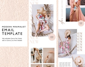 Neutral Minimalist Boho Email Template, Canva Email Template, Modern Blush Email Marketing Template, Fashion Boutique Email Newsletter