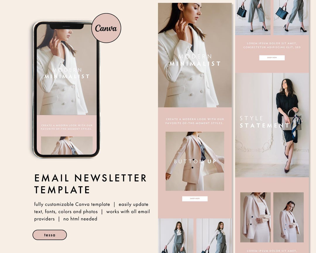 Chic Minimalist Email Template, Sophisticated Blush Email Newsletter ...