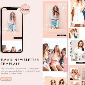 Bright Fun Email Newsletter Template, Modern Fashion Email Template, Canva Email Template, Girly Email Marketing Template, Colorful Email