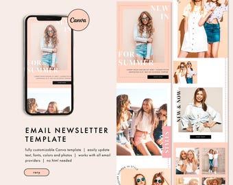 Bright Fun Email Newsletter Template, Modern Fashion Email Template, Canva Email Template, Girly Email Marketing Template, Colorful Email