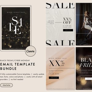 Black Friday Email, Sale Email Template, Email Marketing Template Bundle, Minimalist Fashion Canva Email Template, Email Newsletter
