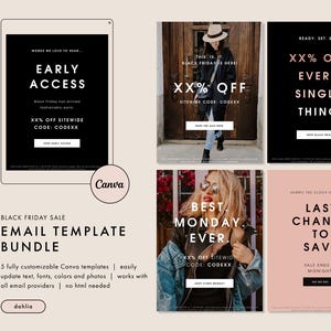 Black Friday Sale Email Bundle, Minimalist Email Marketing Template, Cyber Monday Email Newsletter, Canva Email Template - Dahlia