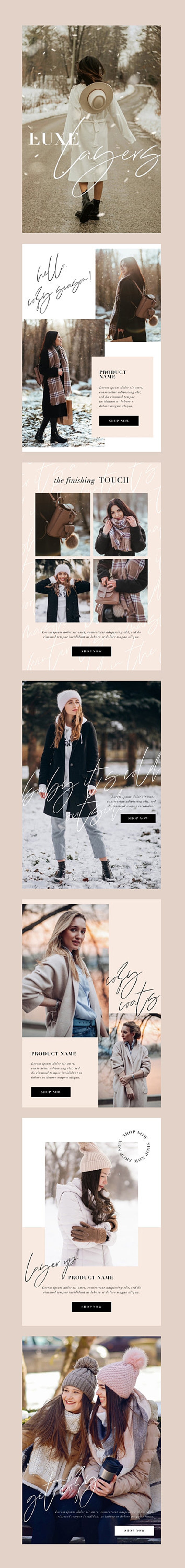 Winter Fashion Email Marketing Template, Modern Chic Canva Email Template, Neutral Beige Email, Minimalist Holiday Email Newsletter image 3