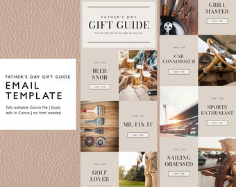 Father’s Day Gift Guide Email, Classic Email Marketing Template, Canva Email Template, Neutral Boutique Email Newsletter, Minimalist Chic