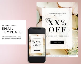 Easter Spring Sale Email Template, Pastel Sale Email Marketing Template, Neutral Blush Email Newsletter, Canva Email Template, Modern Email