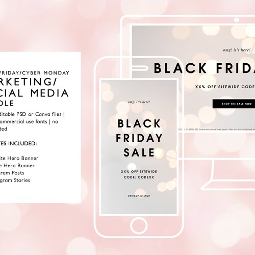 Black Friday Cyber Monday Sale Email Marketing/social Media Etsy