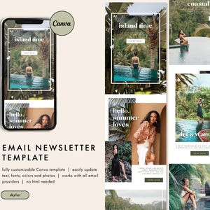 Boho Beach Resort Email Template, Modern Email Marketing Template, Canva Email Template, Retro Bohemian Email Newsletter, Vacation Style