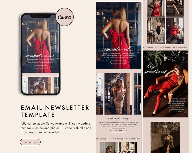 Neutral Fashion Email Template, Sophisticated Chic Canva Email Template, Minimalist Email Marketing Newsletter, Elegant Email image 1