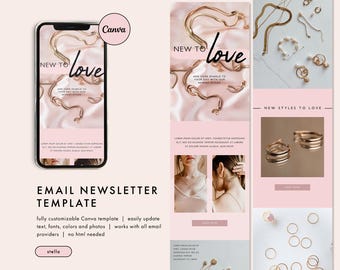 Minimalist Jewelry Email Template, Modern Blush Email Marketing Template, Canva Email Template, Feminine Jewelry Email Newsletter