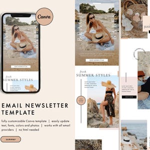 Neutral Email Newsletter Template, Fully Editable Canva Email Template, Boho Email Marketing Template, Classic Minimalist