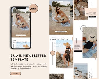 Neutral Email Newsletter Template, Fully Editable Canva Email Template, Boho Email Marketing Template, Classic Minimalist