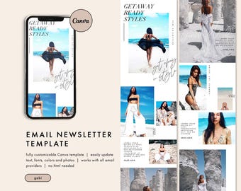 Boho Beach Resort Email Template, Minimalist Email Marketing Template, Canva Email Template, Stylish Fashion Email Newsletter