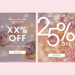 Holiday Christmas Sale Email Marketing Template Bundle, Blush Pink Email Newsletter, Fully Editable PSD or Canva Template, Instant Download image 2