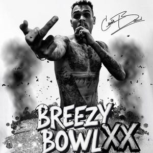 Breezy Bowl XX Concert Tour Chris Brown Middle Finger Jersey Tshirt Hat Digital Design Sublimation DTF DTG Htv Black Yellow Red Blue Green