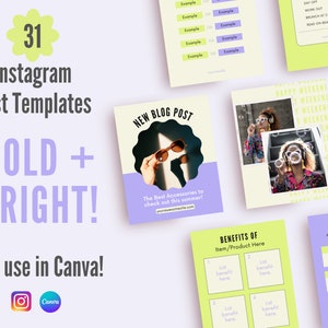 Bright + Bold Creator Instagram Post Templates - 4:5 Portrait | Customizable IG Templates for Brands, Creators, Bloggers | Fun Purple Green